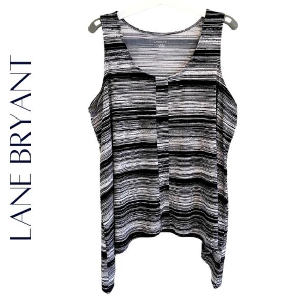LANE BRYANT Black & White Striped Tank Top, 22/24 - Picture 1 of 9